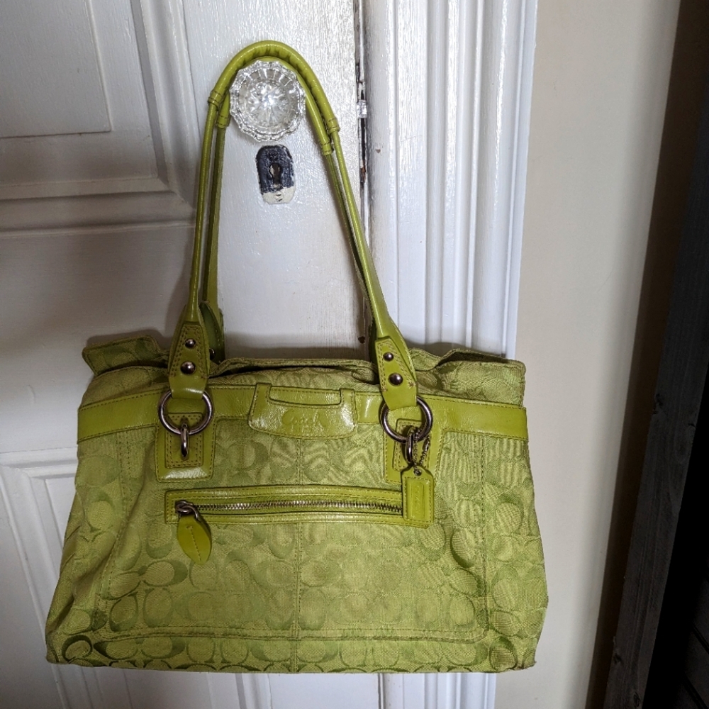 Coach lime green handbag